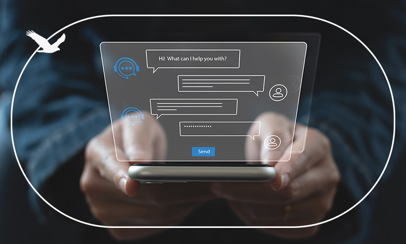 Pessoa utilizando celular com interface de inteligência artificial simulando um chat por IA